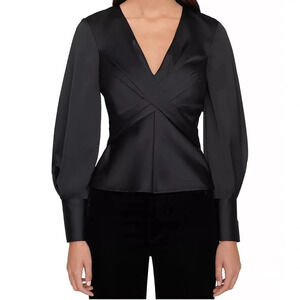 Staud Madison Blouson Sleeve Top Black Size 4
